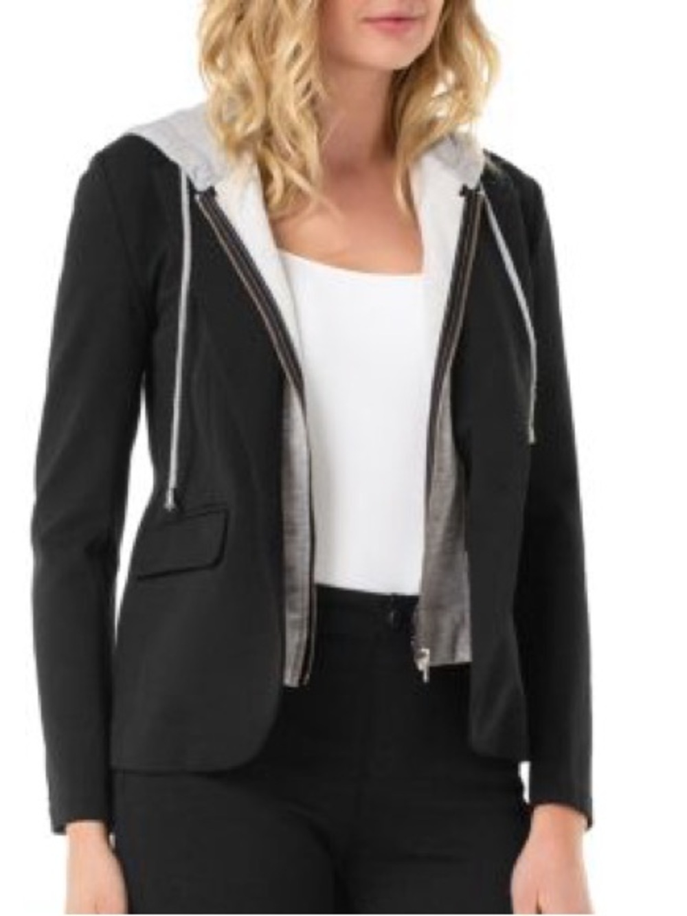 Liverpool Black Blazer with Light Gray Hoodie Layer size small